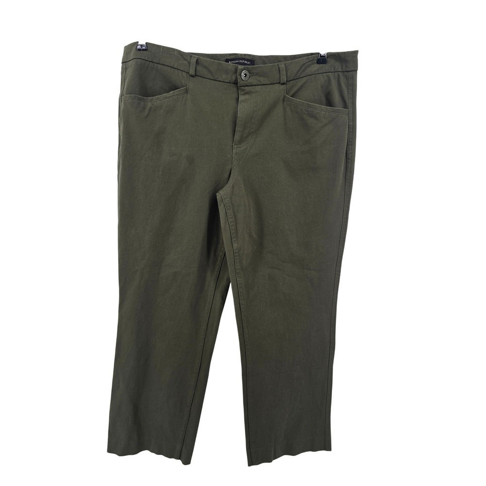 Banana Republic Pants Womens 14 Olive Green Straight Leg Cropped Stretch Chino